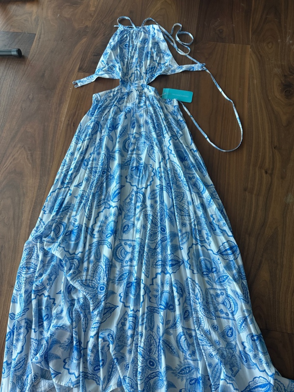 Melissa Odabash White and Blue Floral Maxi Dress